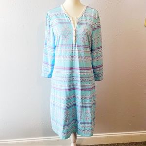 J. McLaughlin Blue and Purple Patterned Midi Dress